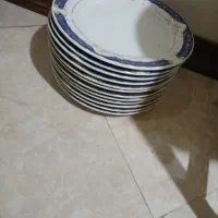 ۱دست بشقاب آبی سفید