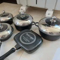 ۲دست قابلمه چدن وتفلون کارکرده