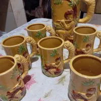 یک دست پارچ وشش لیوان ژاپنی عتیقه|کلکسیون اشیاء عتیقه|خسروشاه, |دیوار