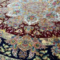 (فرش حق زاده)گرد قطر۳متر خطیبی چله گل ابریشم۵۰رج|فرش|تبریز, |دیوار