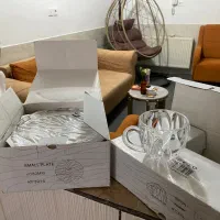 ظرف میوه خوری و لیوان چای خوری نو بلور