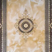 فرش کاشان۱۲۰۰ شانه طلاکوب گل برجسته