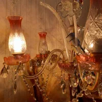 لوستر کریستالی الماسی صورتی|لوستر و چراغ آویز|سمنان, |دیوار
