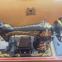 چرخ خیاطی خانگی با جعبه چوبی نو