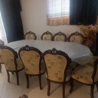 میز ناهار خوری شیشه ای 8نفره