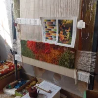 تابلوفرش نیمه کاره طرح سیب چین