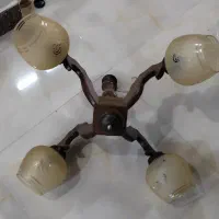 لوستر چوبی قدیمی ۴ شاخه|لوستر و چراغ آویز|محمودآباد, |دیوار