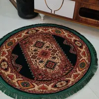 فرش قالیچه گرد زمینه سبزقطر 1