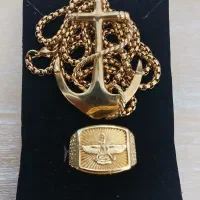 انگشتر فروهر و زنجیر و گردن بند لنگر رنگ ثابت