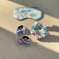 ست 7 تکه راحتی زنانه ساتن / آبی شاینی