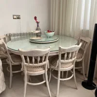 میز ناهارخوری گرد ۶ نفره چوب راش|میز و صندلی غذاخوری|بیرجند, |دیوار