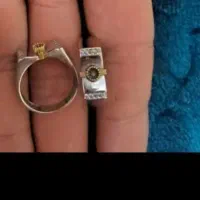 حلقه ست طلا سفیدوزرد نگین جواهر۴ گرم