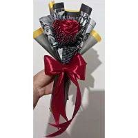 رز روبانی دسته گل باکس گل بوکت تک شاخه|گل مصنوعی|میانه, |دیوار