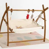 تخت گهواره ننوطرح سرخپوستی.چوبی.آنتی رفلکس.ماهان.
