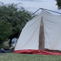 چادر ۱۲نفره اسکلت فلزی همراه با بخاری هیزمی تاشو|کوهنوردی و کمپینگ|مشهد, الهیه|دیوار