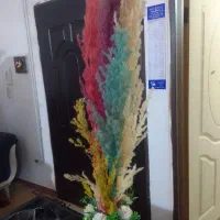 گلدان بلندمشکی باگل های چندرنگه همشون ۳۰۰|گل مصنوعی|الوند, |دیوار