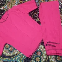 تیشرت و شلوار جنس کبریتی رنگ سرخابی شیک فری سایز