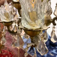 دو عدد لوستر برنز ۱۲ شاخه به همراه دو عدد دیوارکوب|لوستر و چراغ آویز|تهران, بهجت‌آباد|دیوار