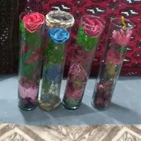 چهارتا گلدان شیشه ای تزیینی|گل مصنوعی|گرگان, |دیوار