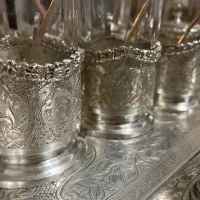 ست چایی خوری اصفحان تمام نقره ۸۴ عیار