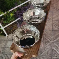 اردو خوری مسی با روکش کروم با استند چوبی نو