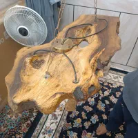 لوستر دست ساز چوب بلوط کاملا تمیز و نو