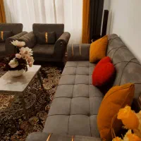 مبل7نفره شیک،خوشرنگ طوسی (درحدنو)باجلومبلی