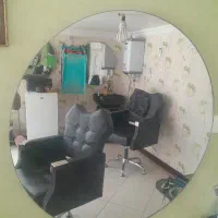 اینه گرد قطر 80 لوستر فلزی مشگی وسفید