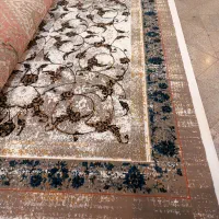 فرش۱۲متری طلاکوب کرم طوسی ارزان قیمت دانه ای۸/۵۰۰ت