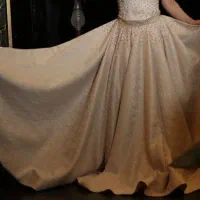 پیراهن مجلسی مجلل و شیک طلایی و شامپاینی