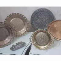 شیرینی میوه خوری و سینی های دیوارکوب  برنجی مسی