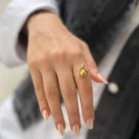 انگشتر گوی استیل طلایی و نقره ای