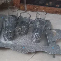 دو دست استکان و دو دست انگاره و دو سینی پیوتر اصل|ظروف سرو و پذیرایی|تهران, تهرانپارس جنوبی|دیوار