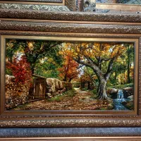 تابلو فرش دستباف منظره پاییزی کوچه باغ golha