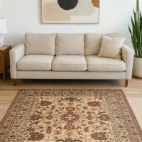 فرش کرم سلطان اباد دستباف ریز بافت کرک