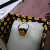 انگشتر نقره - عقیق زرد - محکم