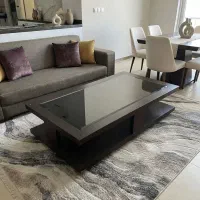 میز چوبی شیشه ای
