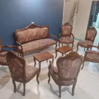 مبل استیل ۹ نفره چوب گردو قدیمی و سنگین