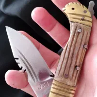 چاقوزنجان دسته شاخ تیغه زنجان اصل کرمانشاه هستم|کلکسیون اشیاء عتیقه|گهواره, |دیوار