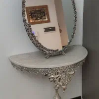 آینه و پایه با سنگ مرمر سفید کاملا سالم