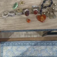 انگشتر تسبیح سندلوس  سنگ قدیمی و الماس