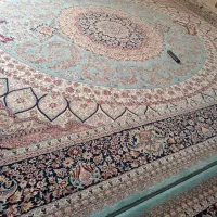 سه تخته فرش فیروزه‌ای تمیز در حد نو