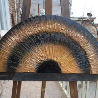 نقاشی تکسچر تابلو گرد چاپ برجسته دایره طلایی مشکی|تابلو، نقاشی، عکس|تهران, سردارجنگل|دیوار