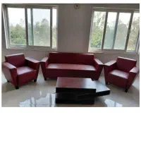 مبل نیم ست چرم و میز،پذیرایی چوب گردو