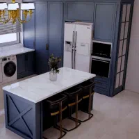 کابینت وکیوم سرمه ای مدل پنجره دار وجزیره