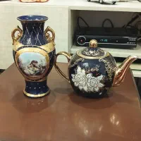 قوری ایتالیایی سورمه  ای طلا کوب اصل