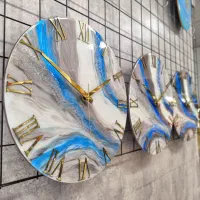 ساعت دیواری با رگه های آبی|ساعت دیواری و تزئینی|رشت, رشتیان|دیوار