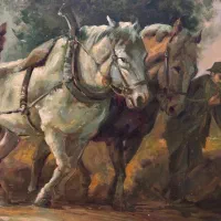 تابلو نقاشی اسب‌ها رنگ روغن قدیمی|تابلو، نقاشی، عکس|تهران, نیاوران|دیوار