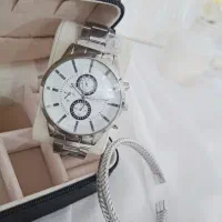 ساعت صفحه سفید مردانه و بنگل کنفی