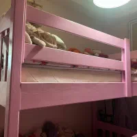 فروش تخت چوبی دو طبقه کودک با تشک رویال اصل